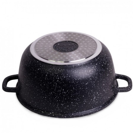 Каструля алюмінієва Kamille 4,5л, 24х11,5см, лита, з антипригарним покриттям "чорний мармур" з кришкою