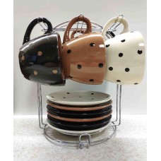 Сервіз чайний 12 предметів Горох на підставці Elina