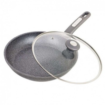Сковорода з гранітним покриттям антипригарним з кришкою d-22 см Kamille KM-4270GR