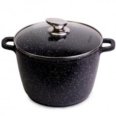 Каструля алюмінієва Kamille 6,2 л 24 х 16,5 см лита з антипригарним покриттям "чорний мармур" з кришкою арт 4407