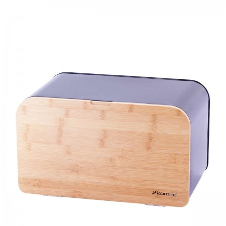 Хлібниця Kamille 35 х 21 х 21 см з бамбука та нержавіючої сталі Чорна