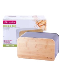 Хлібниця Kamille 35 х 21 х 21 см бамбука та нержавіючої сталі Чорна KM-1116