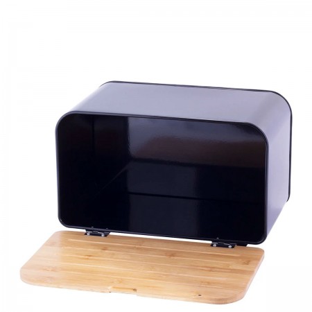 Хлібниця Kamille 35 х 21 х 21 см з бамбука та нержавіючої сталі Чорна