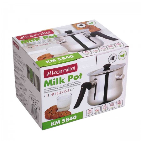 Молоковарка 1 л со свистком и стальной крышкой Kamille 5840