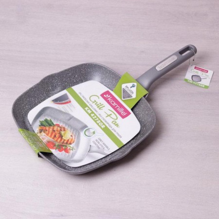 Сковорода гриль з Kamille d-28 см із гранітним антипригарним покриттям.