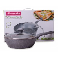 Сковорода-сотейник Kamille Granite d 24 см із кришкою KM-4275GR