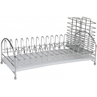 Сушарка для посуду з відділенням для столових приладів з пластиковою тацею 41*18*15 см A-PLUS-1192