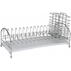 Сушарка для посуду з відділенням для столових приладів з пластиковою тацею 41*18*15 см A-PLUS-1192