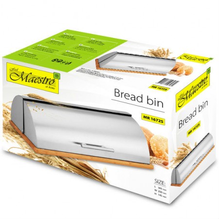 Хлібниця Maestro з нержавіючої сталі 38.5 х 25 х 14.5 см MR-1672S