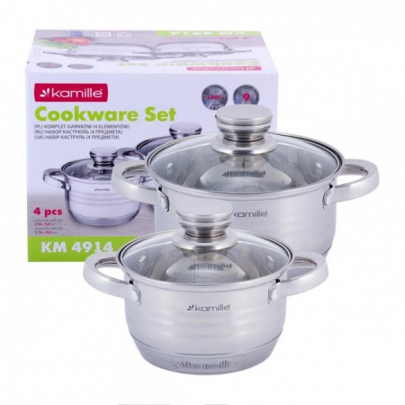 Набір каструль із нержавіючої сталі 4 предмети (1,5л, 2л)