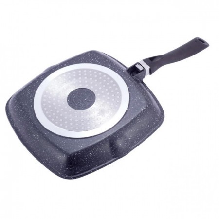 Сковорода-гриль 28 х 28 см с крышкой и антипригарным покрытием из литого алюминия для индукции Kamille KAM-4431