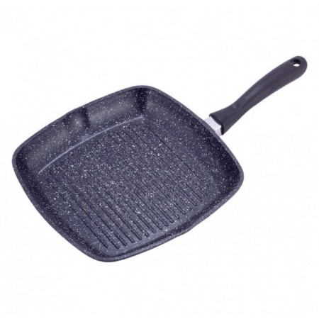 Сковорода-гриль 28 х 28 см с крышкой и антипригарным покрытием из литого алюминия для индукции Kamille KAM-4431