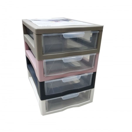 Комод-мини пластиковый 4 яруса 27 х 19 х 27 см Алеана 127015 разноцветный