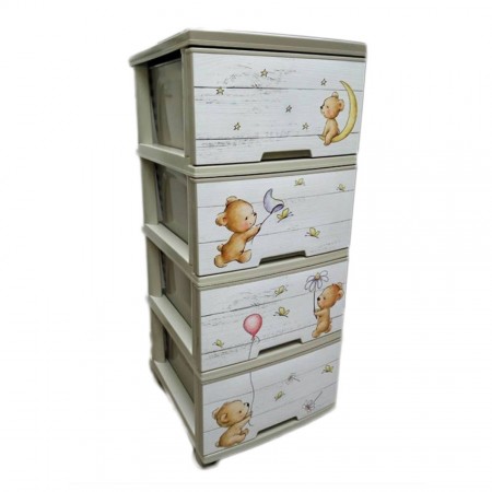 Комод Пластиковий Алеана "Ведмежата" Кремовий 123093