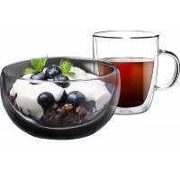 Набір для сніданку Ardesto чашка 270 мл та піала 500 мл з подвійними стінками боросилікатне скло AR2650BG