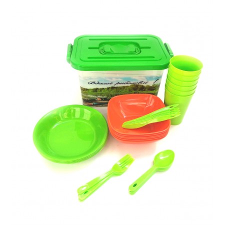 Столовий набір для пікніка на 6 персони 37 предметів Полімерпобут 294-ПБ (999-6)