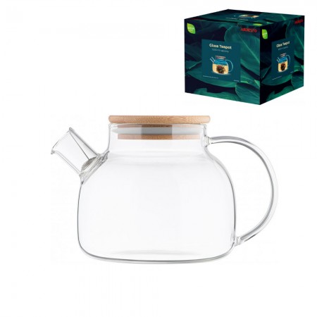 Чайник для заварювання Ardesto 1000 мл боросилікатне скло з бамбуковою кришкою AR3010GB/AR3010GBM