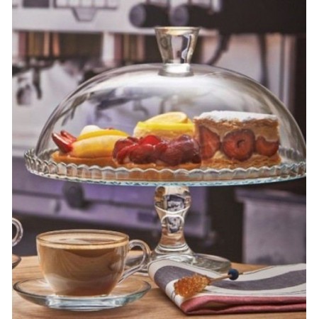 Тортівниця на ніжці d-32 см з кришкою Pasabahce Patisserie 95200-1 PAS