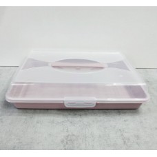 Тортівниця з кришкою прямокутна 44 х 30 х 9,5 см рожева Альона 169057