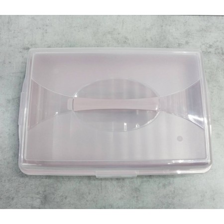 Тортівниця з кришкою прямокутна 44 х 30 х 9,5 см рожева Альона 169057