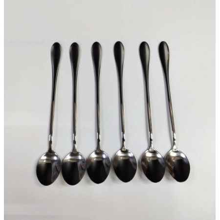 Набір коктейльних ложок 6 шт Helios 19.5 см із нержавіючої сталі глянцеві