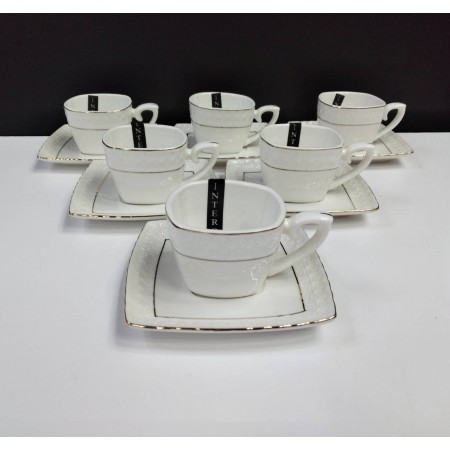 Набір кавовий 12 предметів 90 мл білий фарфоровий Снігова королева Interos