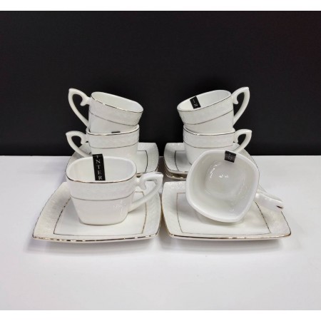 Набір кавовий 12 предметів 90 мл білий фарфоровий Снігова королева Interos