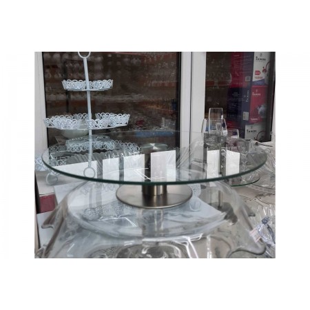 Блюдо-підставка поворотна d-32 см скляна на ніжці для кенді барів A-PLUS 1819
