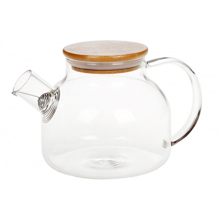 Чайник для заварювання 1 л скляний з бамбуковою кришкою BonaDi 599-103