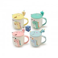 Чашка з кришкою та ложкою керамічна Дракоша 400 мл Stenson R88389/3