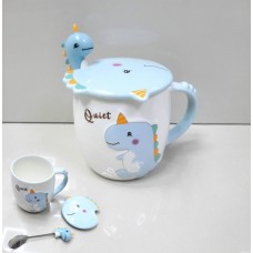 Чашка з кришкою та ложкою керамічна Дракоша 400 мл Stenson R88389/4