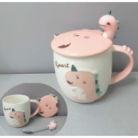 Чашка з кришкою та ложкою керамічна Дракоша 400 мл Stenson R88389/3