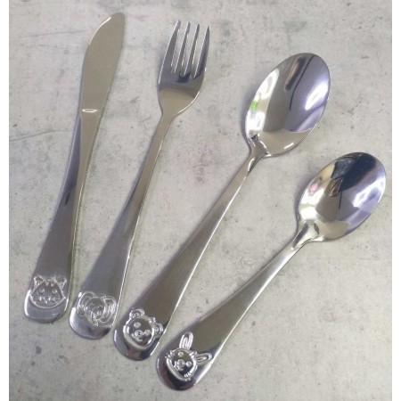 Набір дитячих столових приладів 4 предмети із нержавіючої сталі Kamille KM 5336