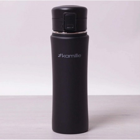 Термос-пляшка Kamille 500 мл спортивна із нержавіючої сталі чорний