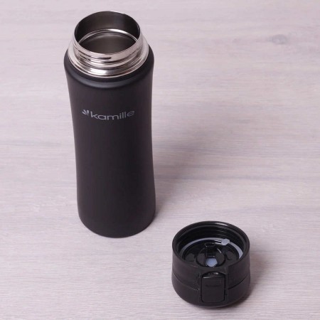 Термос-пляшка Kamille 500 мл спортивна із нержавіючої сталі чорний