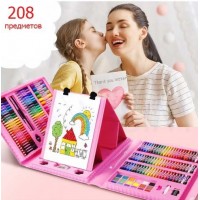 Набір для малювання та творчості 208 предметів у валізі з мольбертом UKC 207