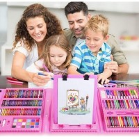 Набір для малювання та творчості 208 предметів у валізі з мольбертом UKC 207