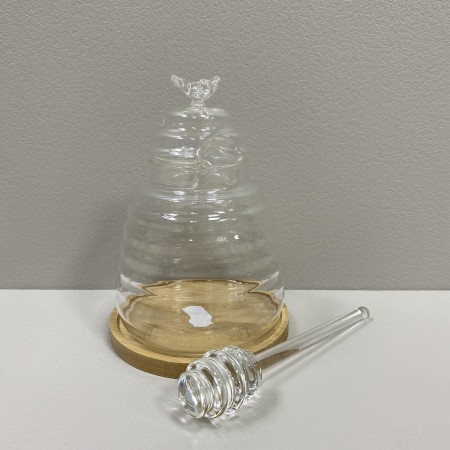 Банку для меду з ложкою на бамбуковій підставці 12 х 15 см R30172