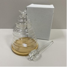 Банку для меду з ложкою на бамбуковій підставці 12 х 15 см R30172