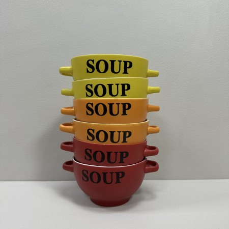 Набір бульйонниць-піал з ручками 650 мл 6 шт кераміка SOUP SNT 20338