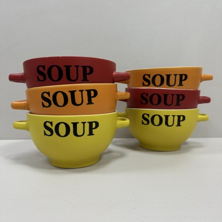 Набір бульйонниць-піал з ручками 650 мл 6 шт кераміка SOUP SNT 20338