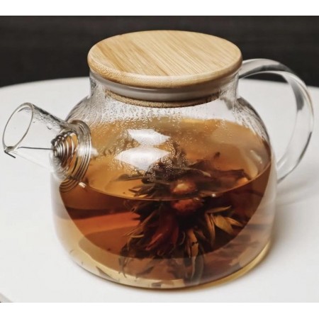 Чайник для заварювання 1 л скляний з бамбуковою кришкою BonaDi 599-103