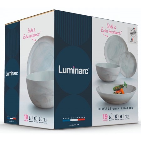 Сервіз столовий Diwali Marble Granit 19 предметів Luminarc Q0217