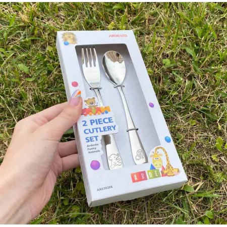 Набір дитячих столових приладів Ardesto Funny Animals 2 пр нержавіюча сталь AR0702FA