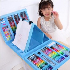 Набір для малювання та творчості 208 предметів у валізі з мольбертом синій UKC 207