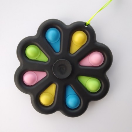 Іграшка антистрес Pop It Simple Dimple Квітка-Спіннер чорний 1863-13