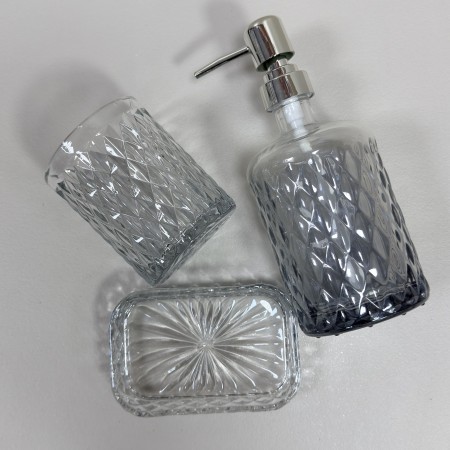 Набір аксесуарів для ванної кімнати скляний 3 предмети "Аргайл графіт" S&T 888-157