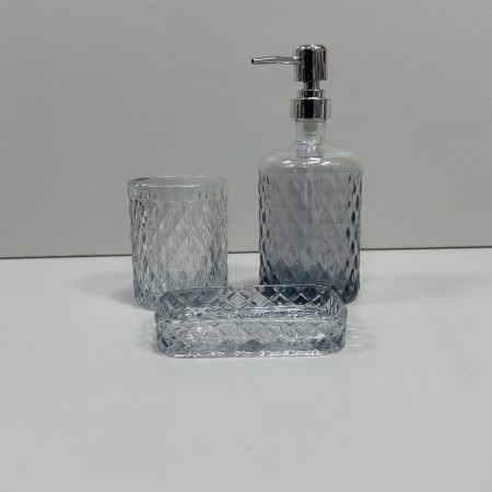 Набір аксесуарів для ванної кімнати скляний 3 предмети "Аргайл графіт" S&T 888-157