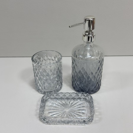 Набір аксесуарів для ванної кімнати скляний 3 предмети "Аргайл графіт" S&T 888-157