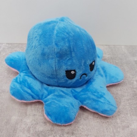 М'яка іграшка восьминіг перевертень, двосторонній восьминіг настрій 2 в 1 Рожево-блакитний